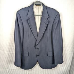 Johnny Carson 42R Gray Pinstripe Blazer Men Tailored in USA Union Made for Belk